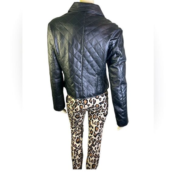 Margaret Godfrey Black Leather Jacket w/4 Button Closure Excellent Condition SzM - Picture 2 of 4
